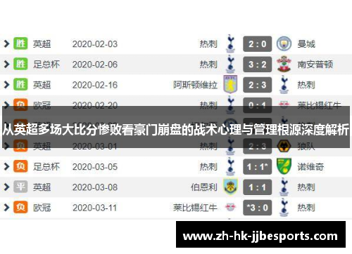 从英超多场大比分惨败看豪门崩盘的战术心理与管理根源深度解析