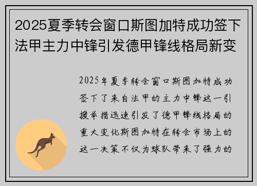 2025夏季转会窗口斯图加特成功签下法甲主力中锋引发德甲锋线格局新变化